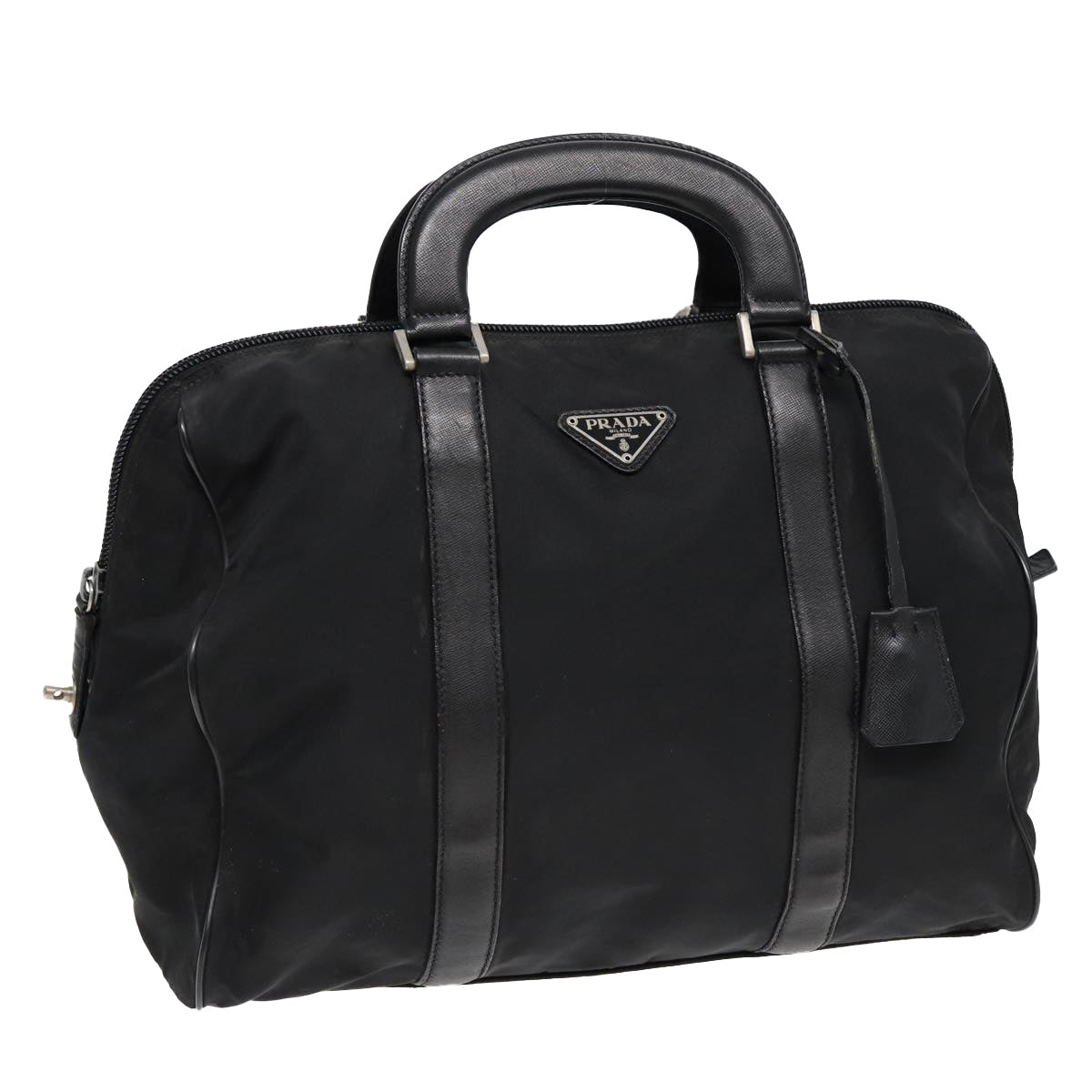 Luxury Prada Boston Bag Nylon Black Silver  ki4729