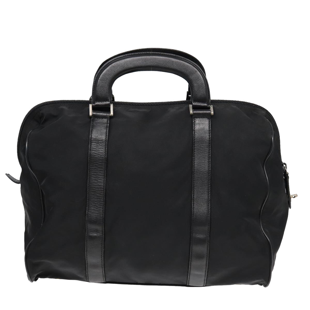 Luxury Prada Boston Bag Nylon Black Silver  ki4729