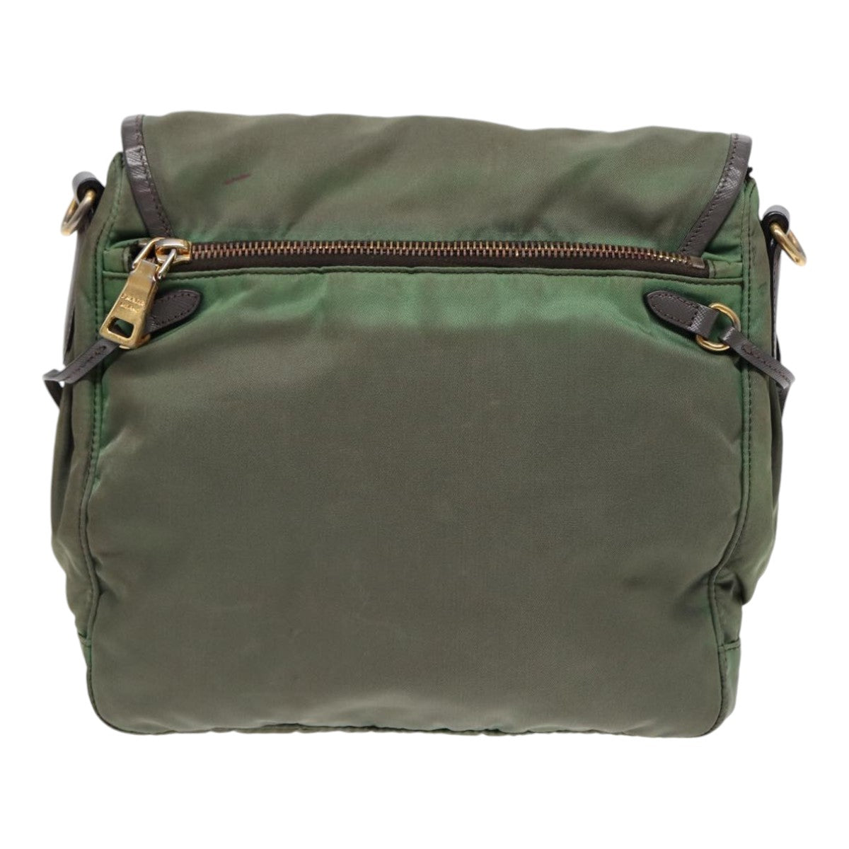 Luxury Prada Shoulder Bag Nylon Leather Khaki Gold  ki4785