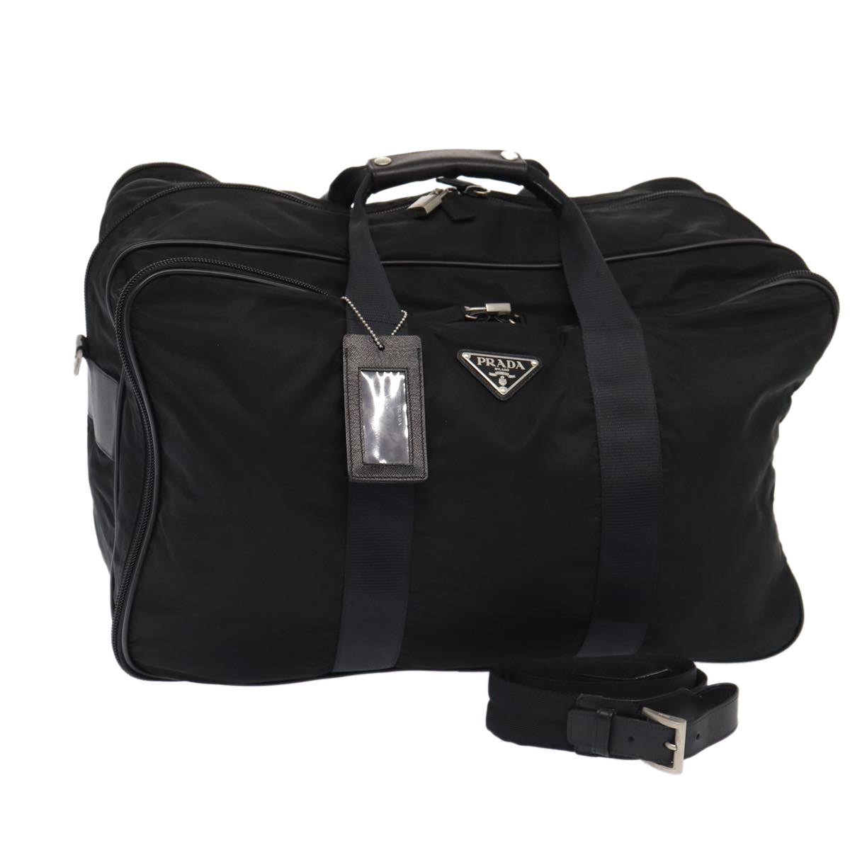 Luxury Prada Boston Bag Nylon 2way Black Silver  ki4790