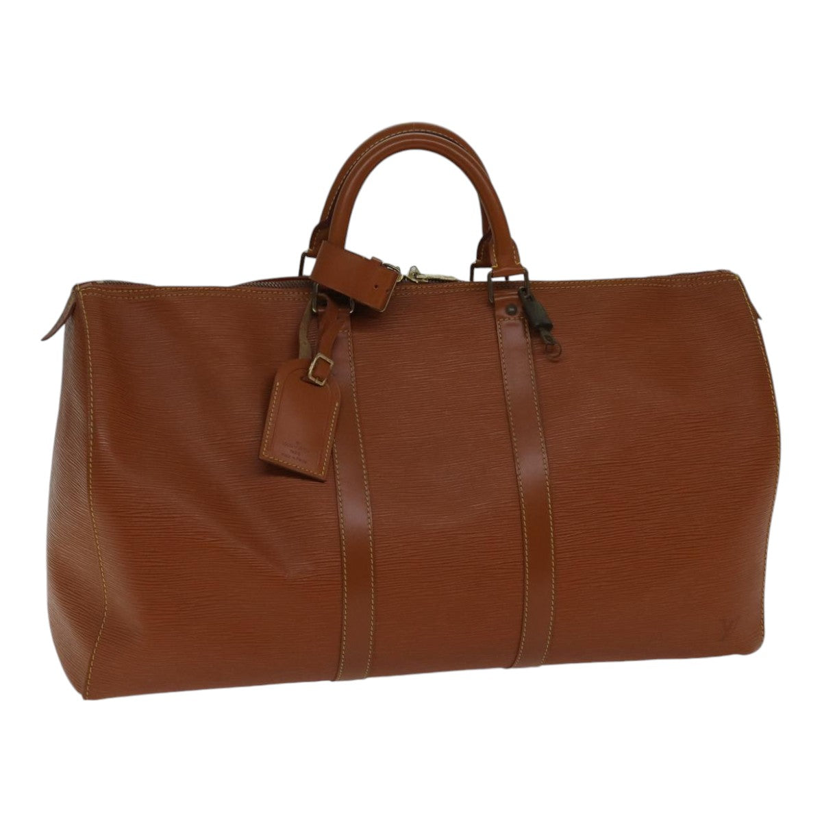 LOUIS VUITTON Epi Keepall 60 Boston Bag Brown Zipangu Gold M42948 LV ki4860