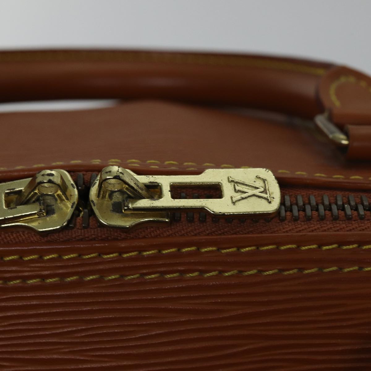 LOUIS VUITTON Epi Keepall 60 Boston Bag Brown Zipangu Gold M42948 LV ki4860