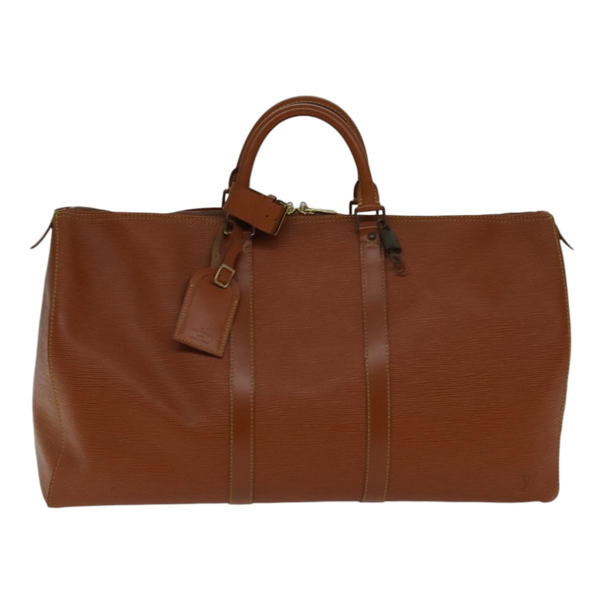 LOUIS VUITTON Epi Keepall 60 Boston Bag Brown Zipangu Gold M42948 LV ki4860