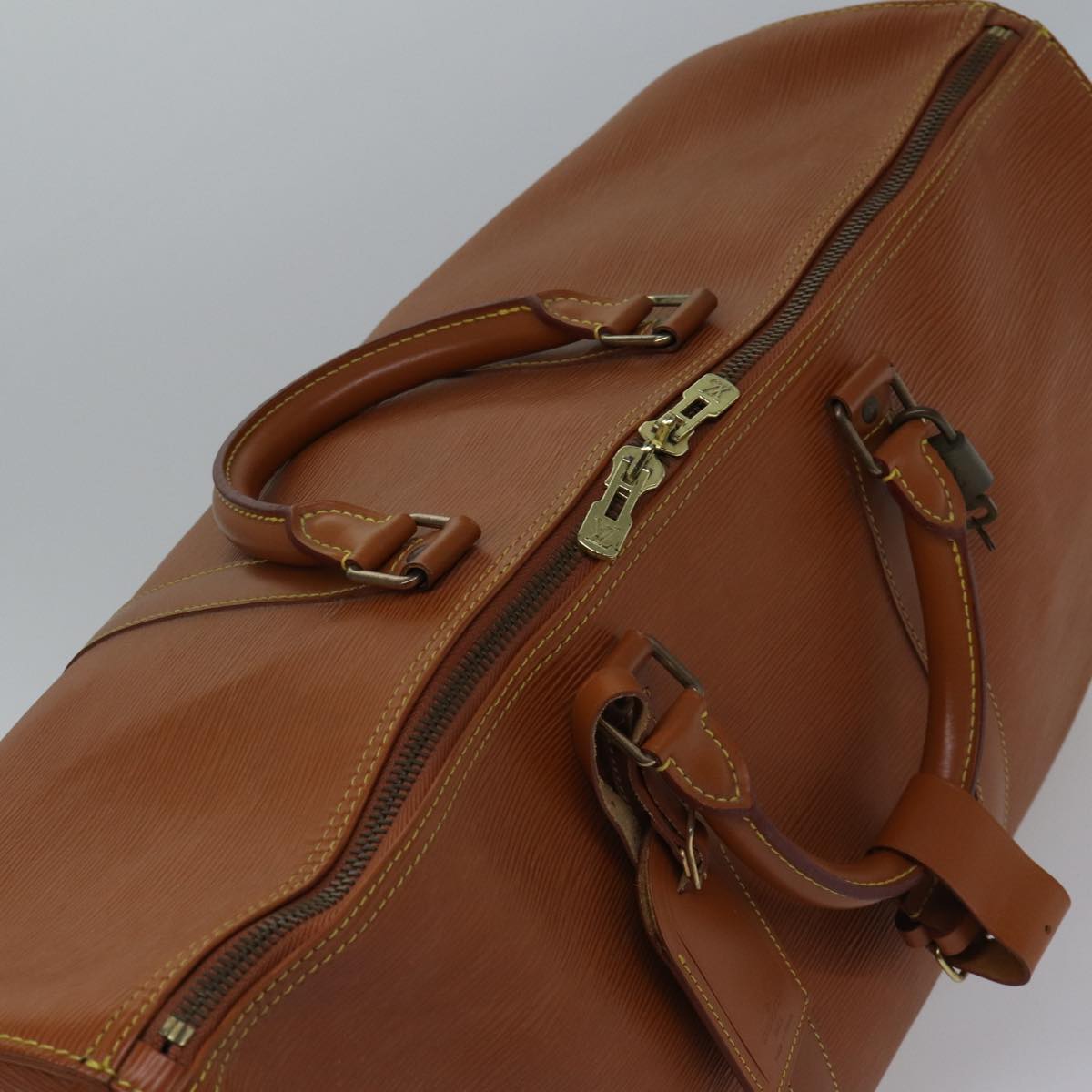 LOUIS VUITTON Epi Keepall 60 Boston Bag Brown Zipangu Gold M42948 LV ki4860