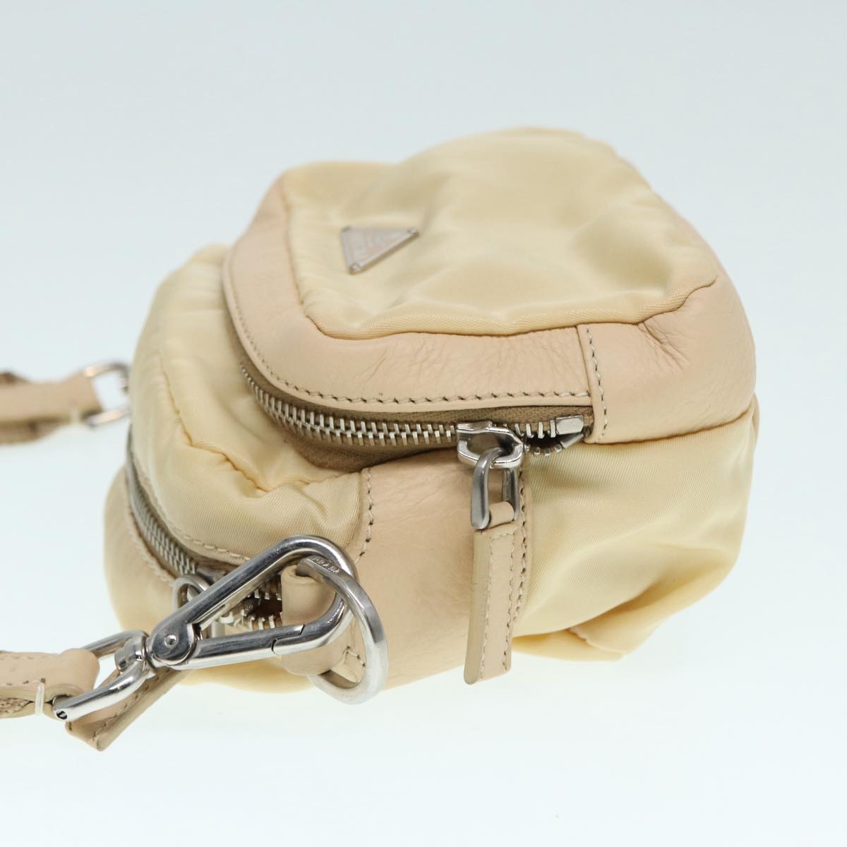 Luxury Prada Pouch Nylon Beige Silver  ki4892