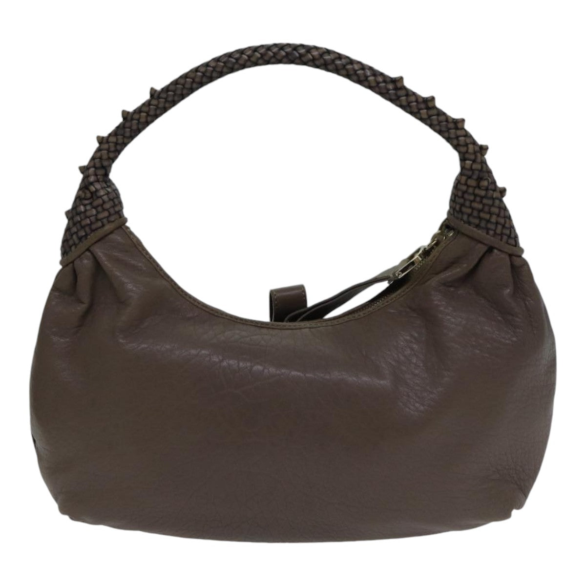 Luxury Fendi Zucca Shoulder Bag Leather Beigeki4903