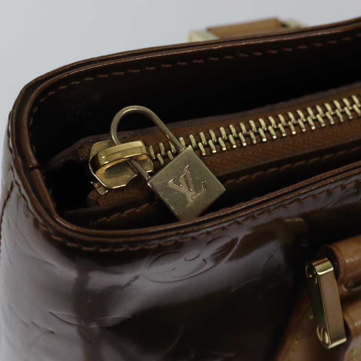 LOUIS VUITTON Monogram Vernis Houston Hand Bag Bronze M91122 LV ki4911