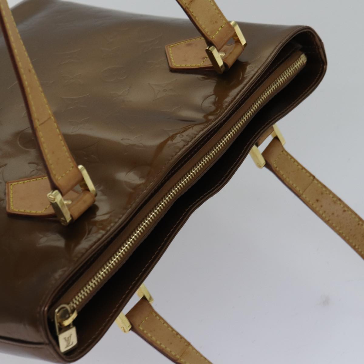 LOUIS VUITTON Monogram Vernis Houston Hand Bag Bronze M91122 LV ki4911