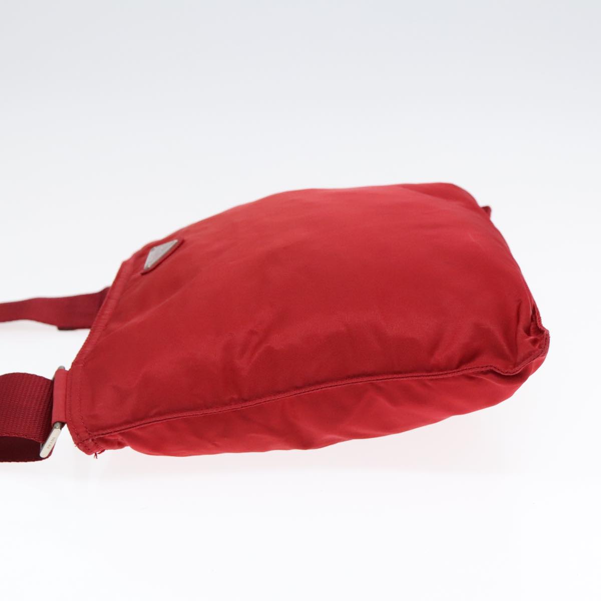 Luxury Prada Shoulder Bag Nylon Red Silver  ki4938