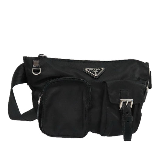 Luxury Prada Waist bag Nylon Black Silver  ki4941