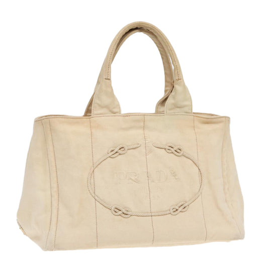 Luxury Prada Canapa MM Hand Bag Canvas Beige Gold  ki4944