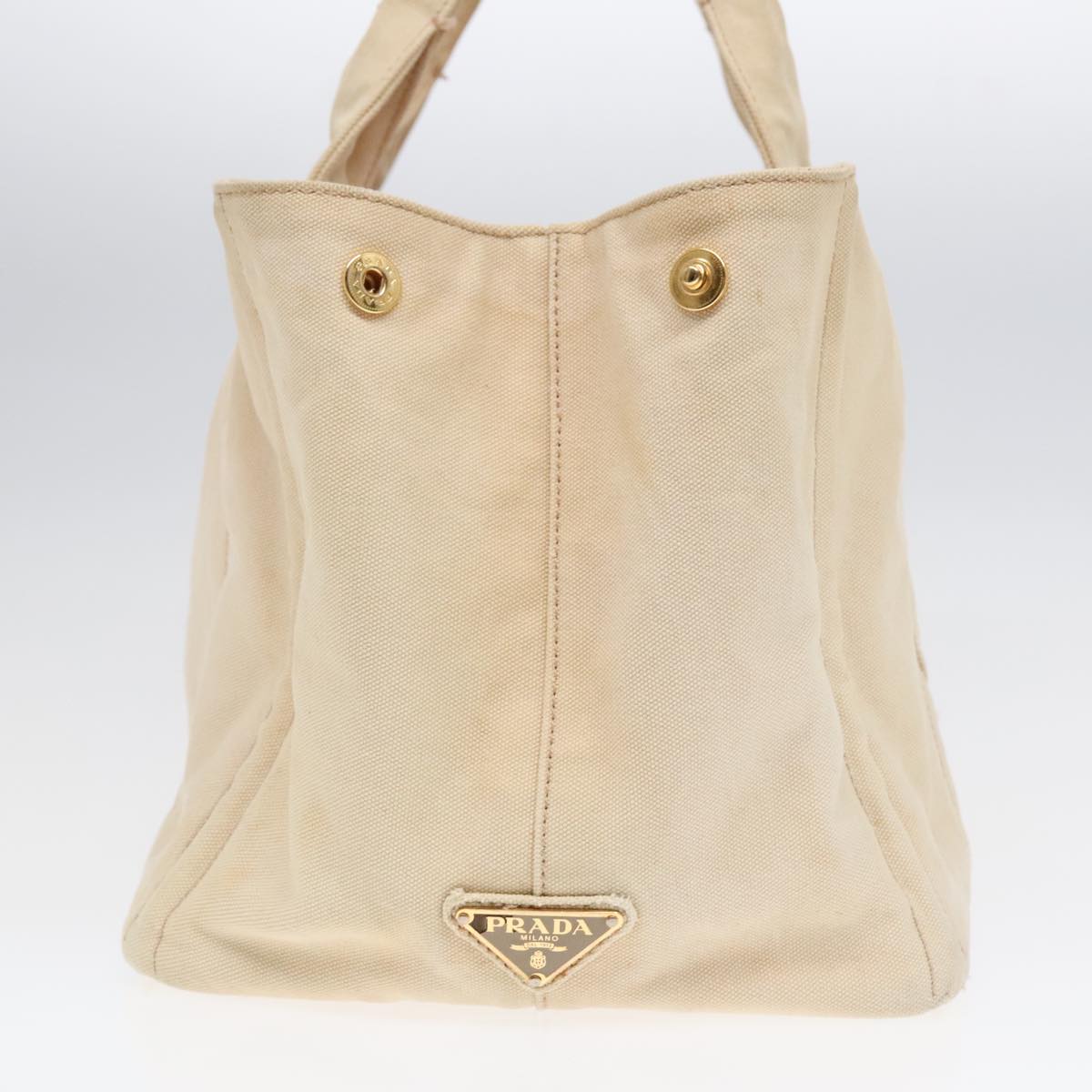 Luxury Prada Canapa MM Hand Bag Canvas Beige Gold  ki4944