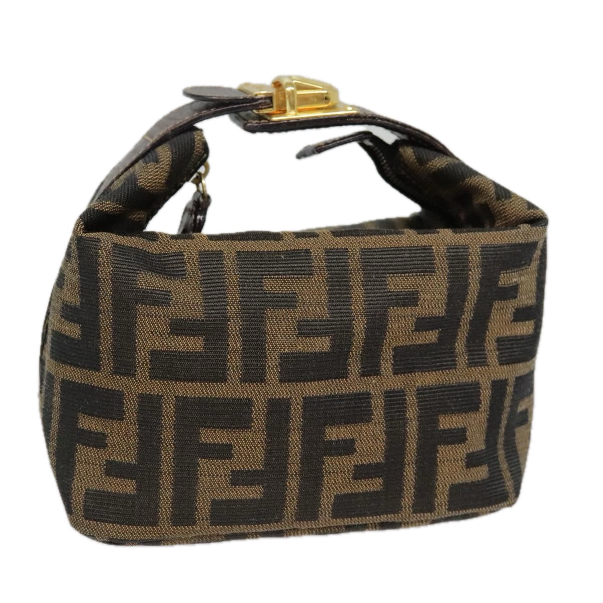 Luxury Fendi Zucca Canvas Pouch Brown Black goldki4972