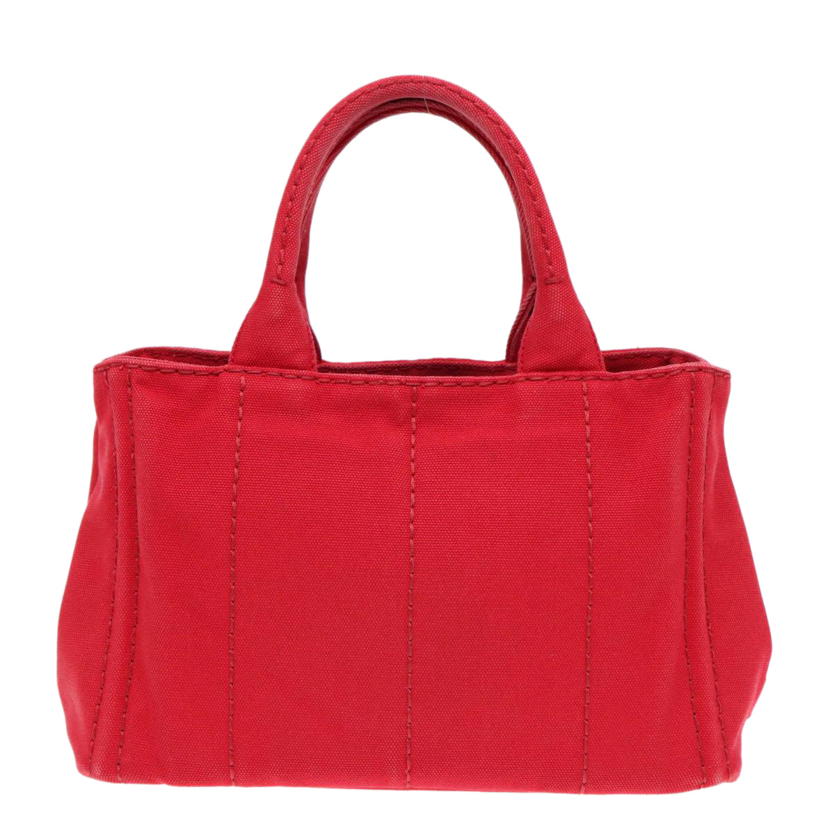 Luxury Prada Canapa PM Hand Bag Canvas 2way Red Gold  ki4999