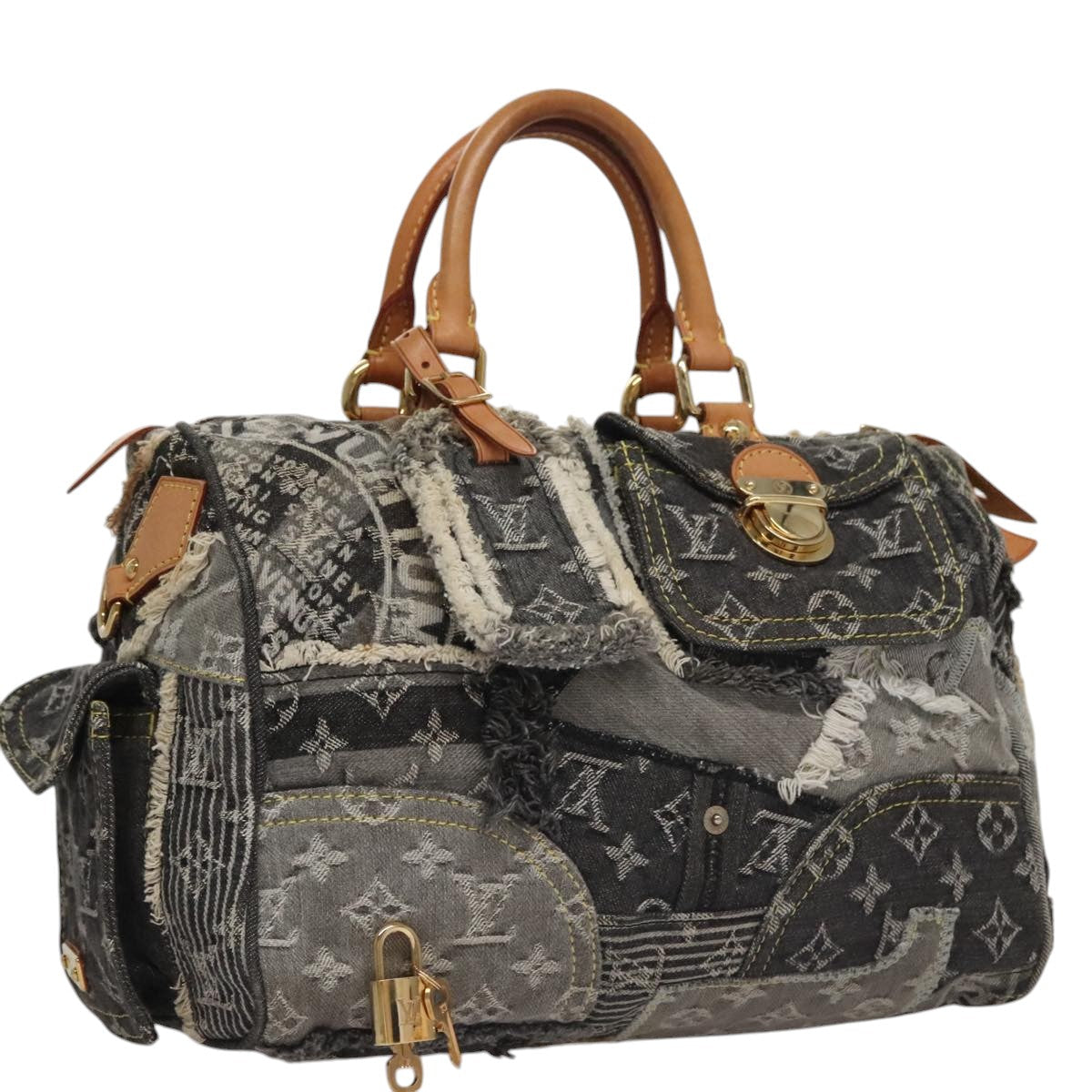 LOUIS VUITTON Monogram Denim Patchwork Speedy 30 Bag Gray M95381 LV ki5325A