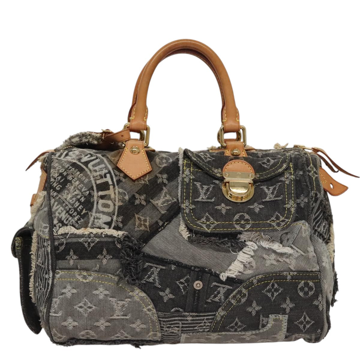 LOUIS VUITTON Monogram Denim Patchwork Speedy 30 Bag Gray M95381 LV ki5325A