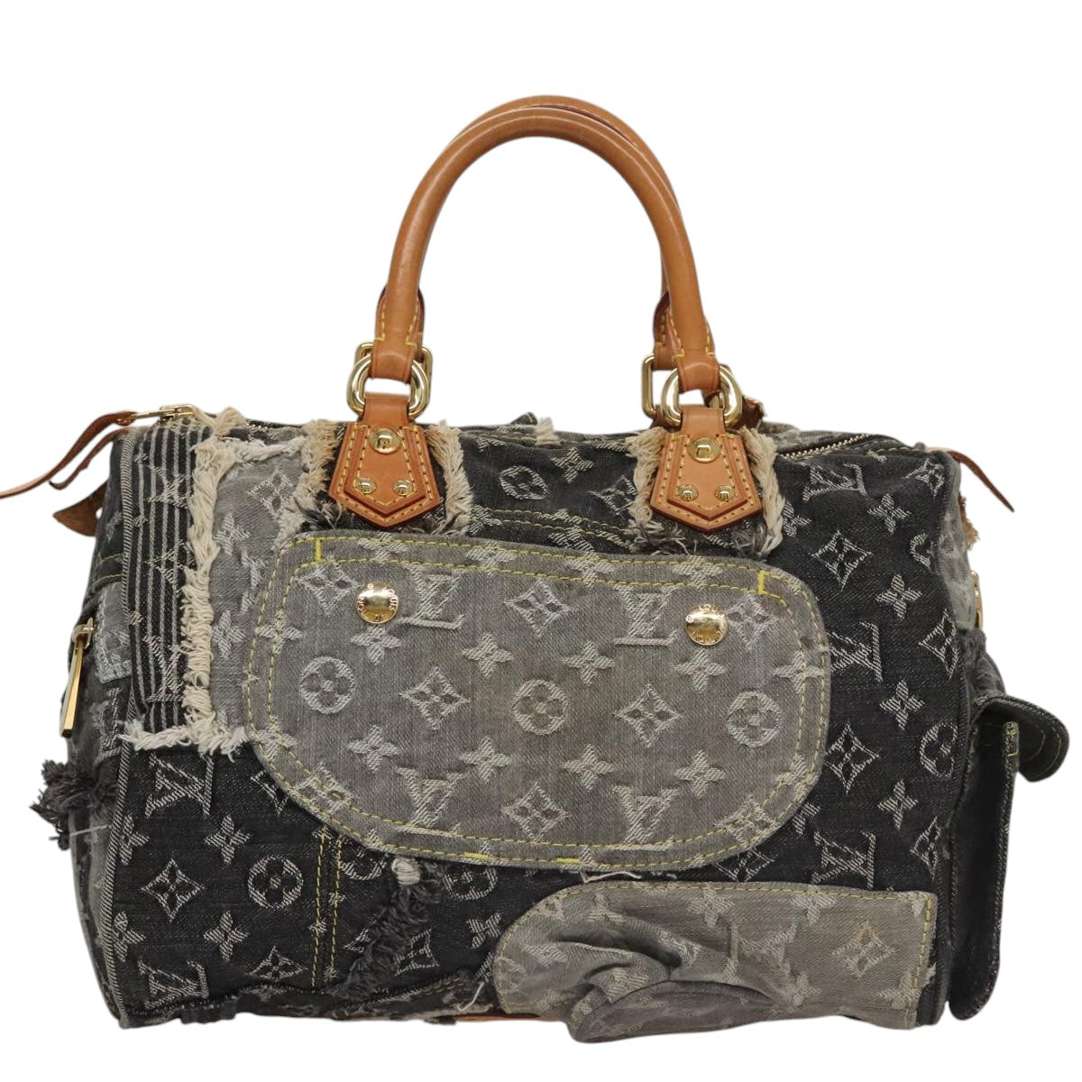 LOUIS VUITTON Monogram Denim Patchwork Speedy 30 Bag Gray M95381 LV ki5325A