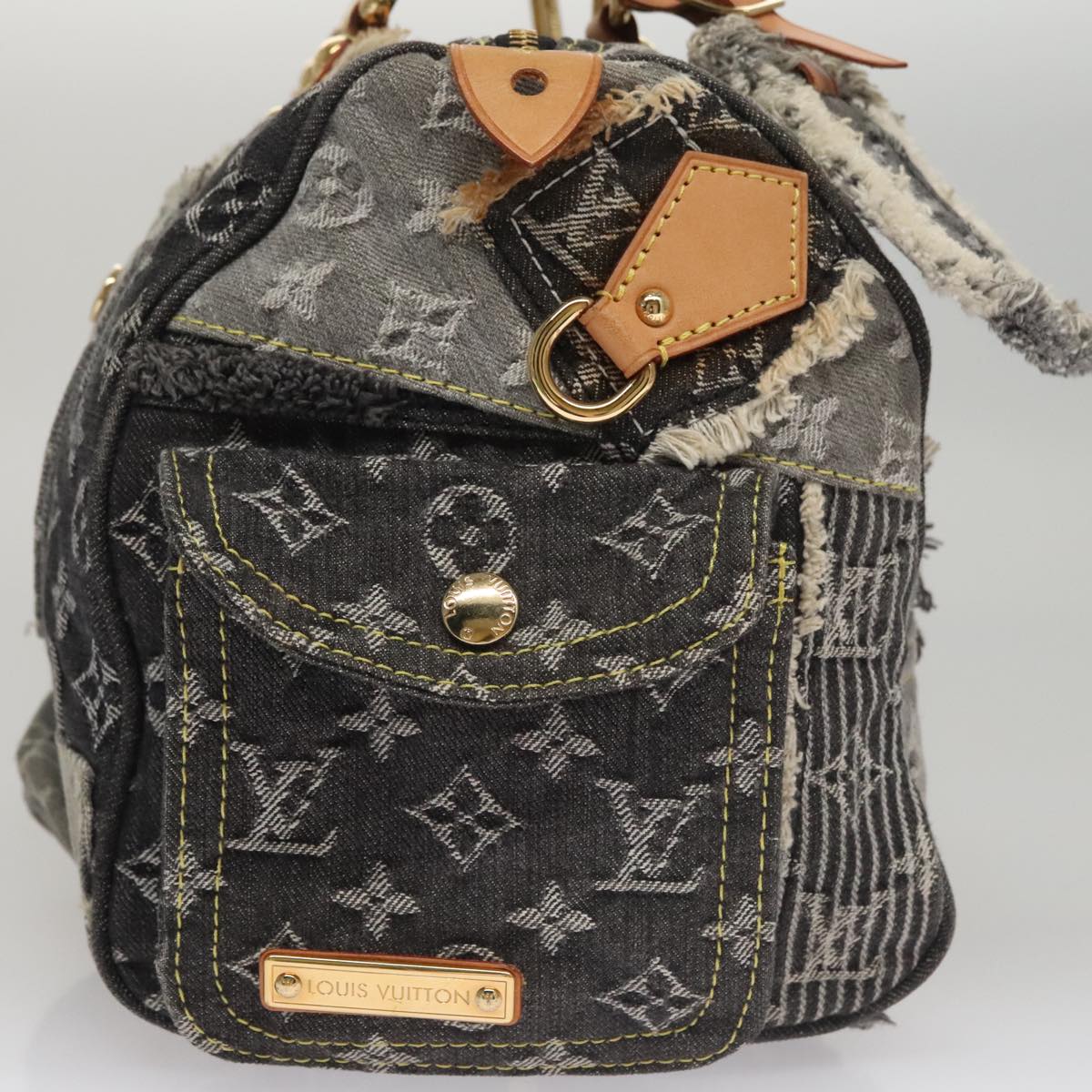 LOUIS VUITTON Monogram Denim Patchwork Speedy 30 Bag Gray M95381 LV ki5325A