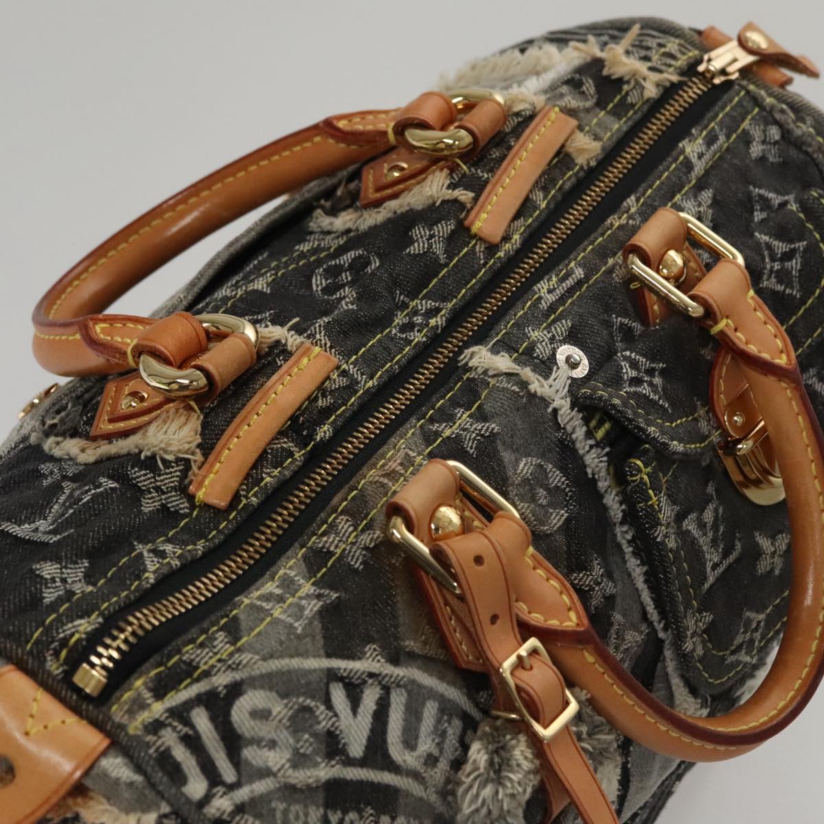 LOUIS VUITTON Monogram Denim Patchwork Speedy 30 Bag Gray M95381 LV ki5325A