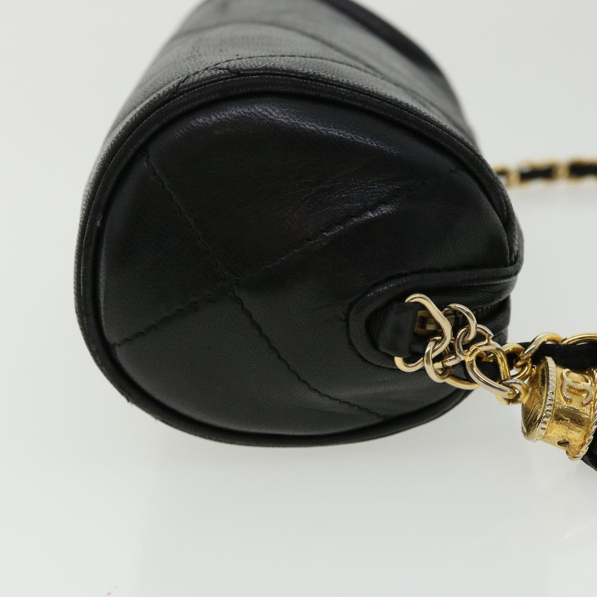 Luxury Chanel COCO Mark FringeChain Shoulder Bag Lamb Skin Black CC  knn088