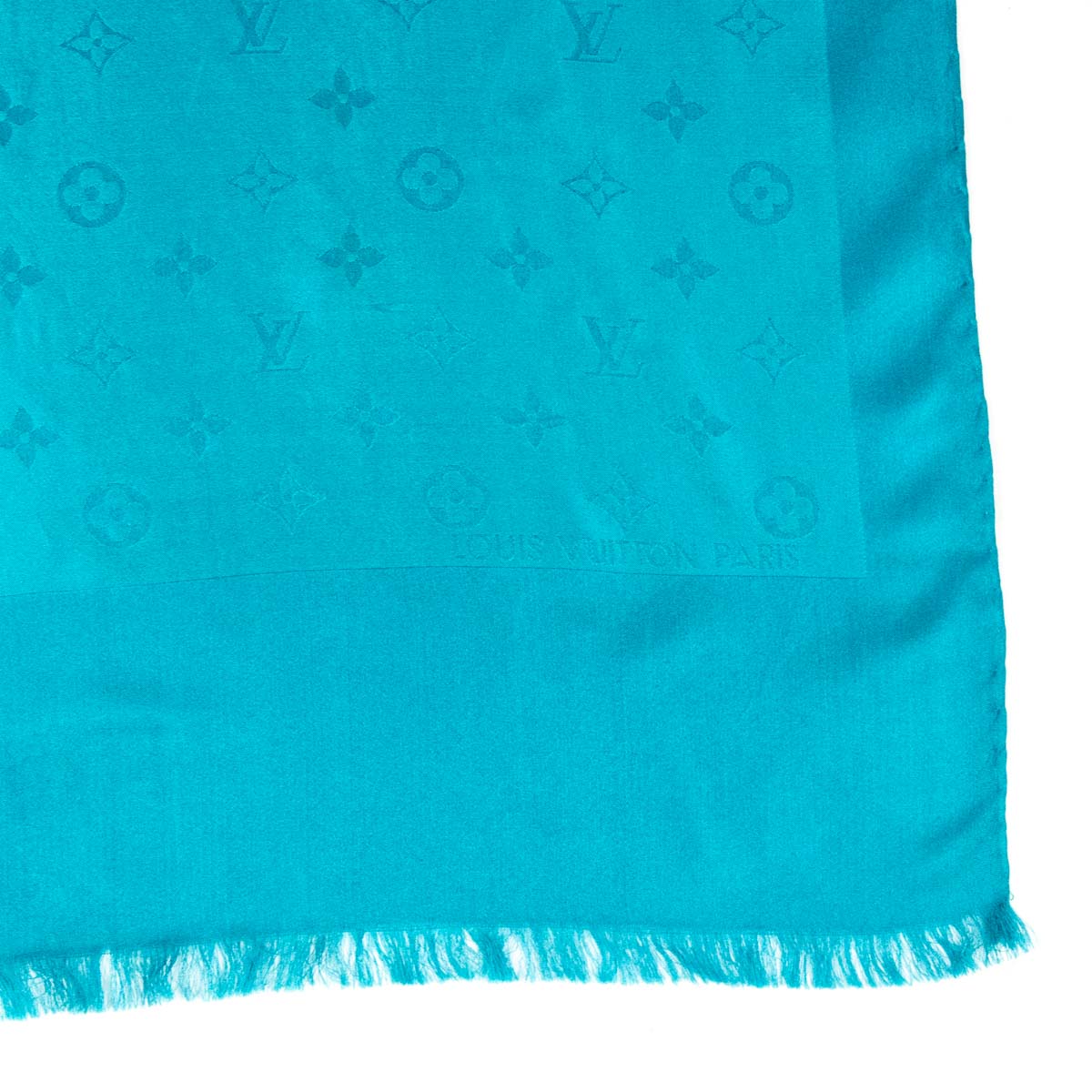 Louis Vuitton Turquoise Silk Monogram Oblong Scarf