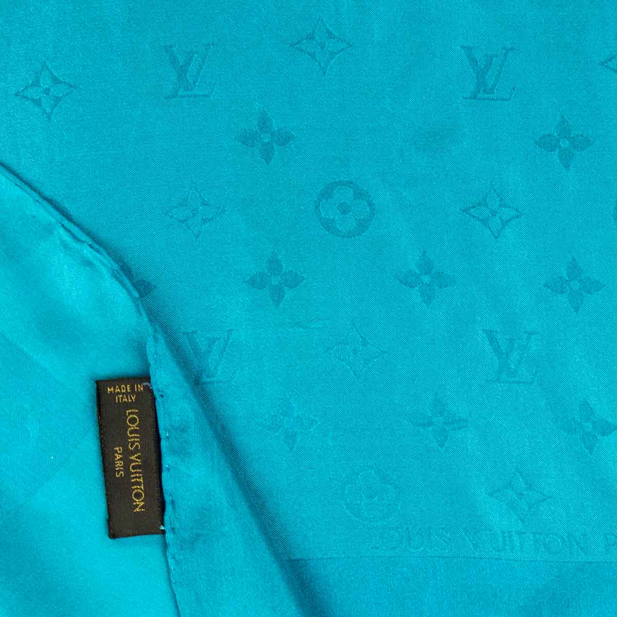 Louis Vuitton Turquoise Silk Monogram Oblong Scarf