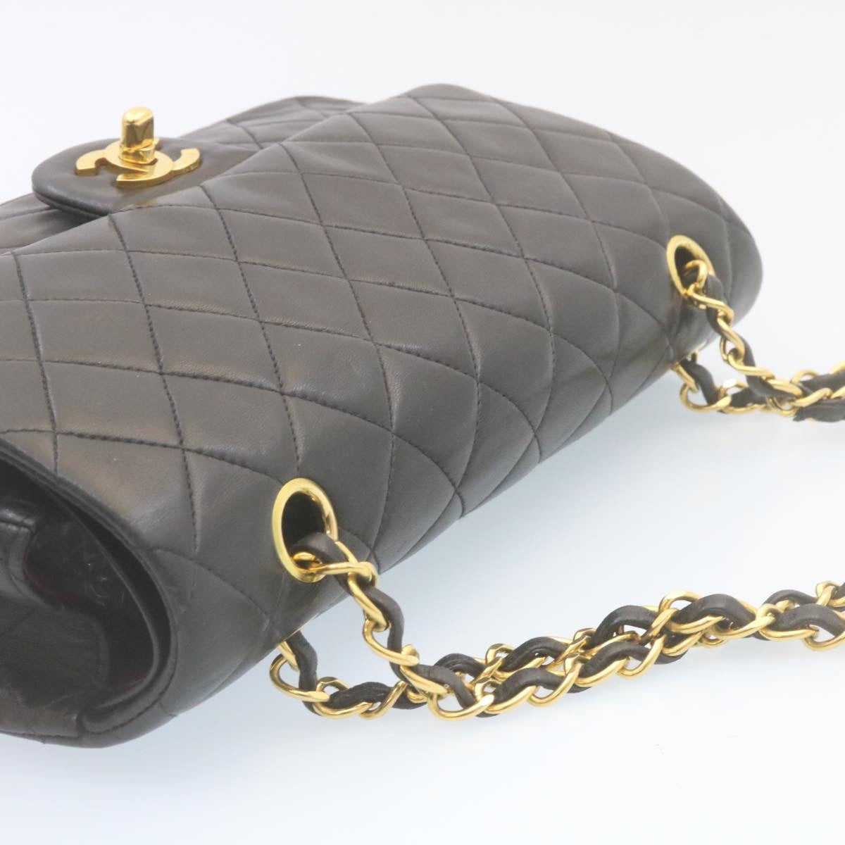 CHANEL Matelasse Chain Flap Classic Shoulder Bag Lamb Skin Black  lt323A