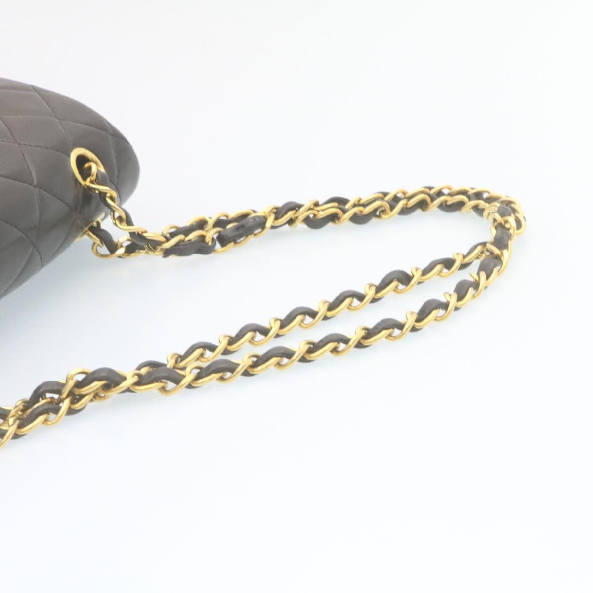 CHANEL Matelasse Chain Flap Classic Shoulder Bag Lamb Skin Black  lt323A