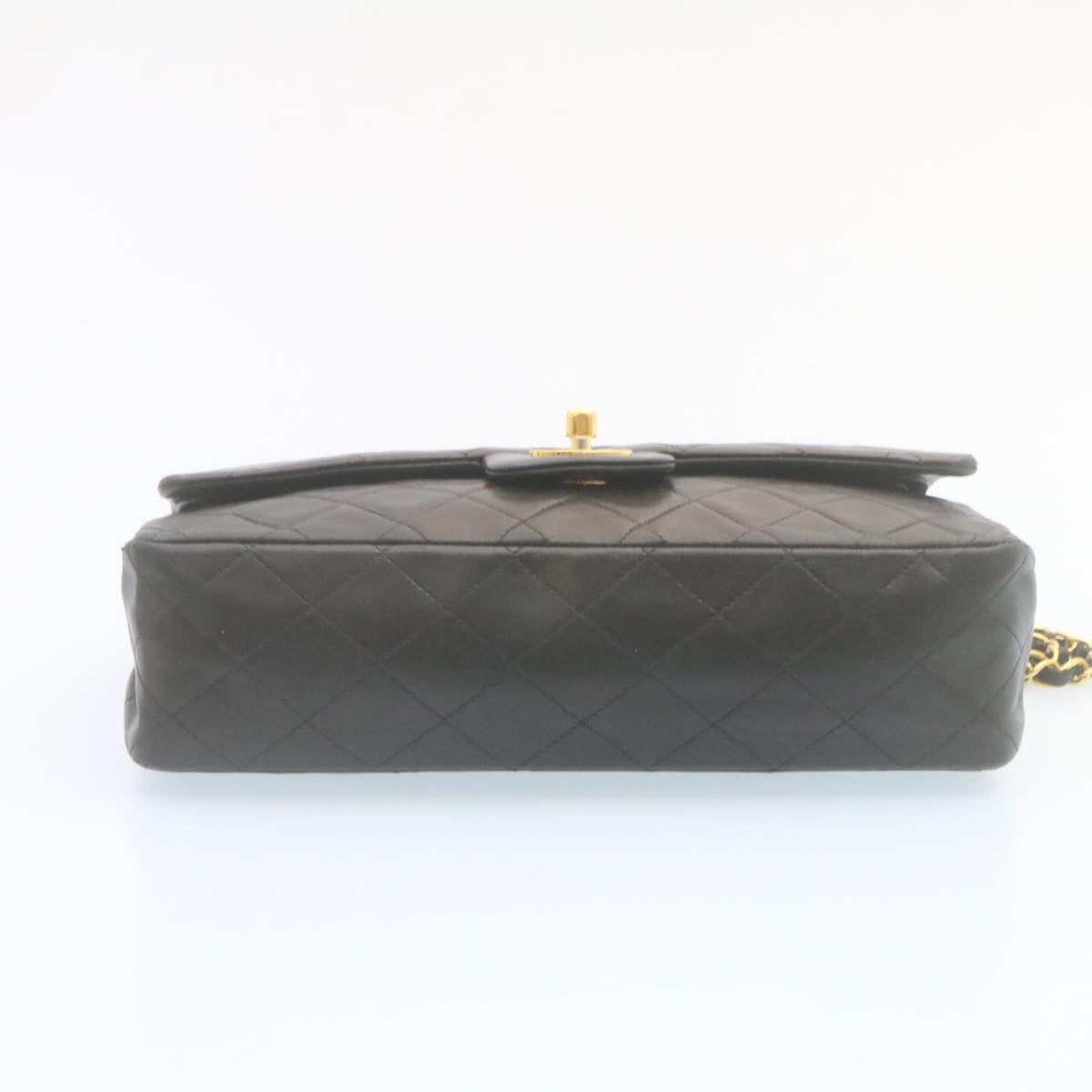 CHANEL Matelasse Chain Flap Classic Shoulder Bag Lamb Skin Black  lt323A
