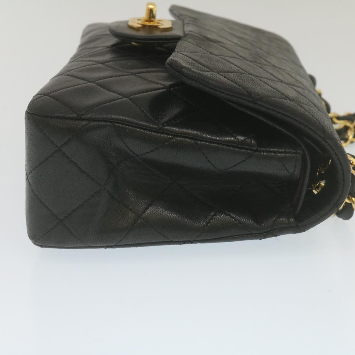 CHANEL Classic Matelasse 23 Chain Flap Shoulder Bag Lamb Skin Black  lt398A