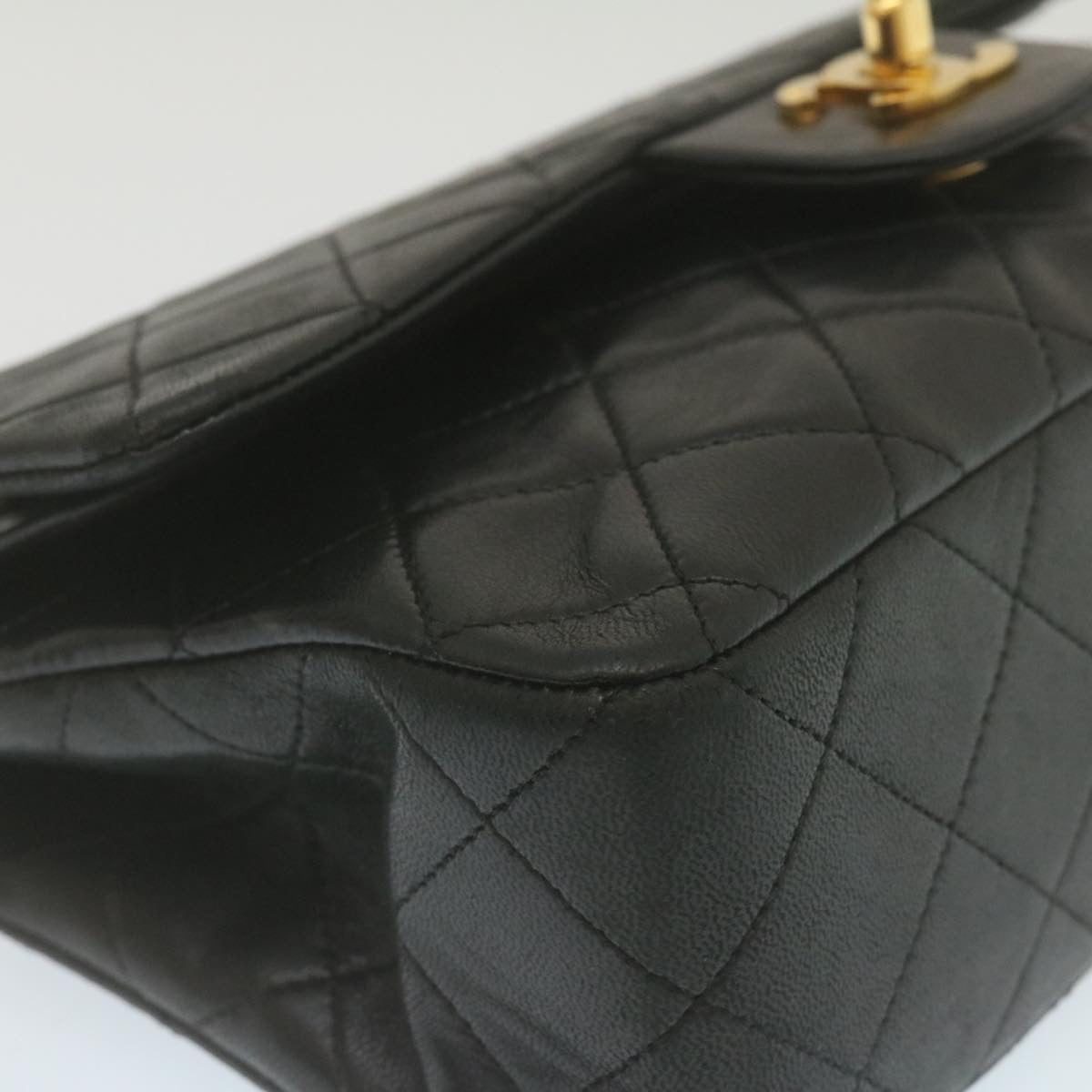 CHANEL Classic Matelasse 23 Chain Flap Shoulder Bag Lamb Skin Black  lt398A