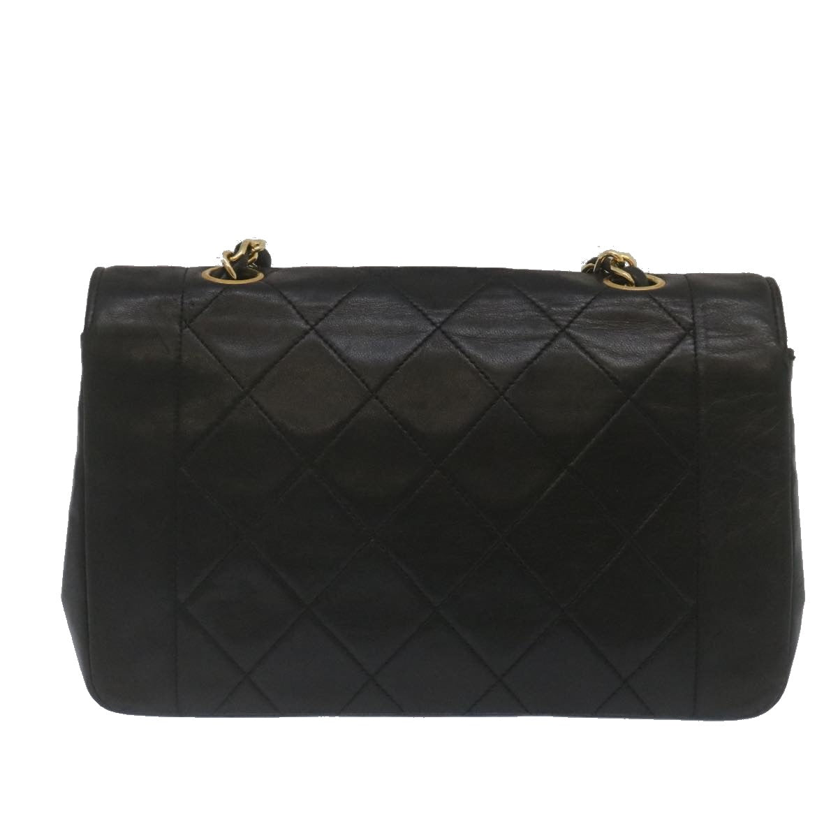 Luxury Chanel Matelasse Turn Lock Diana Chain Shoulder Bag Lamb Skin Black  lt403A