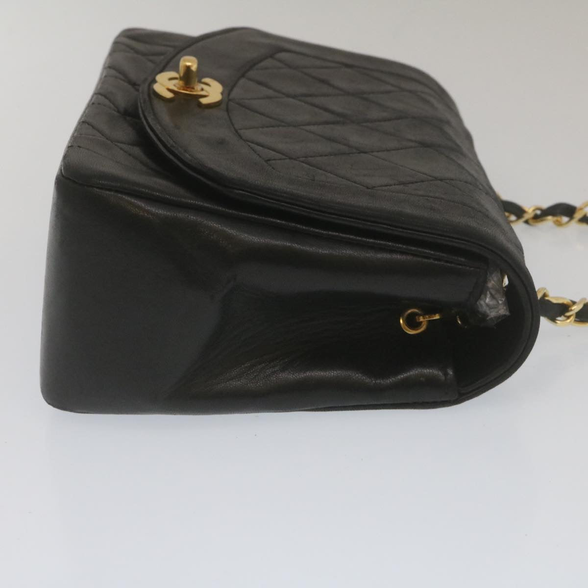 Luxury Chanel Matelasse Turn Lock Diana Chain Shoulder Bag Lamb Skin Black  lt403A