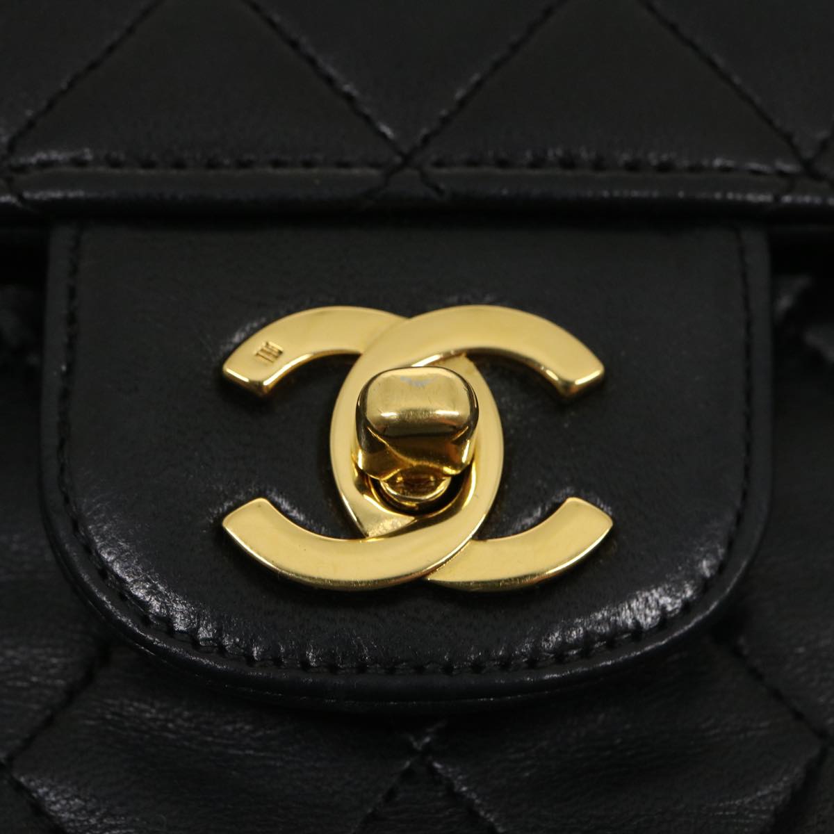 CHANEL Matelasse25 Chain Double Flap Shoulder Bag Lamb Skin Black CC  lt425A