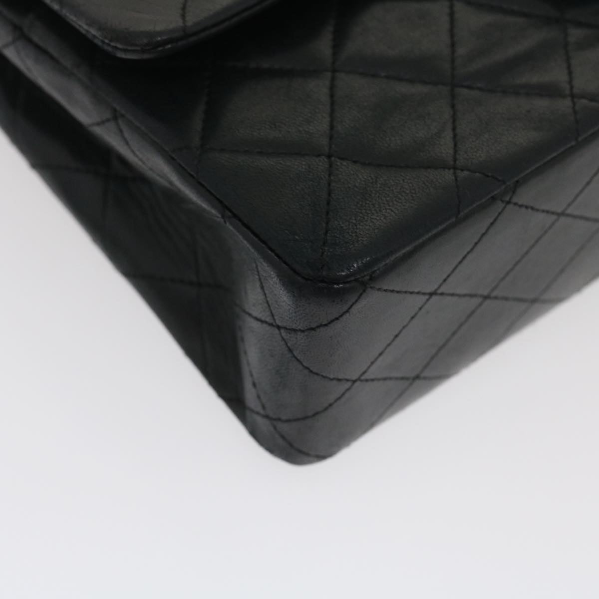 CHANEL Classic Matelasse 25 Chain Flap Shoulder Bag Lamb Skin Black  lt448A