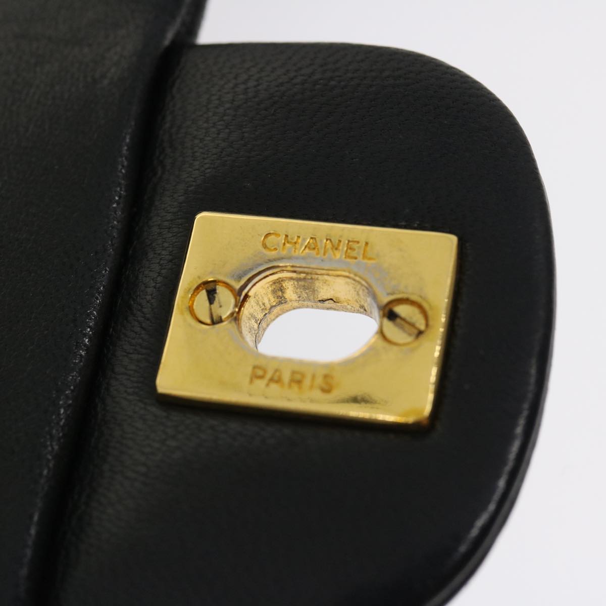 CHANEL Classic Matelasse 25 Chain Flap Shoulder Bag Lamb Skin Black  lt448A