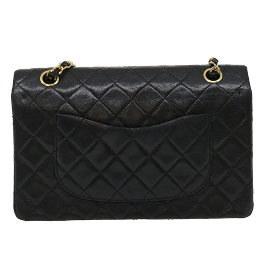 CHANEL Classic Matelasse 25 Chain Flap Shoulder Bag Lamb Skin Black  lt448A