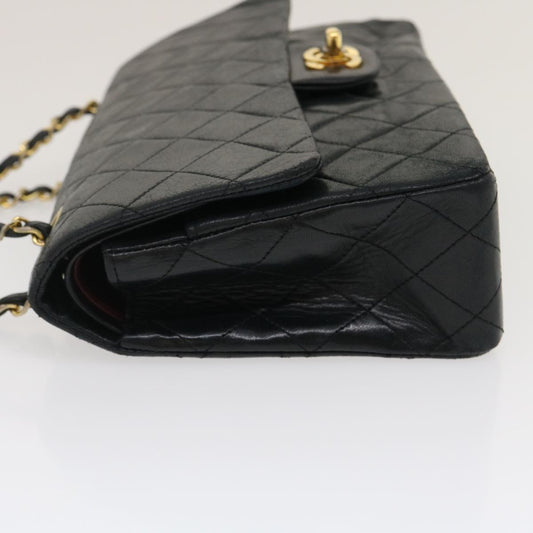 CHANEL Classic Matelasse 25 Chain Flap Shoulder Bag Lamb Skin Black  lt448A