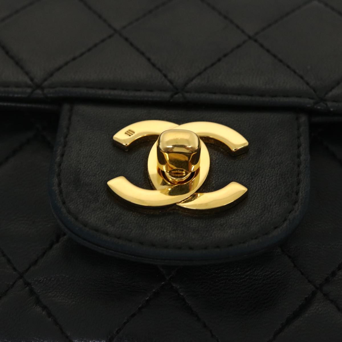 CHANEL Classic Matelasse 25 Chain Flap Shoulder Bag Lamb Skin Black  lt449A