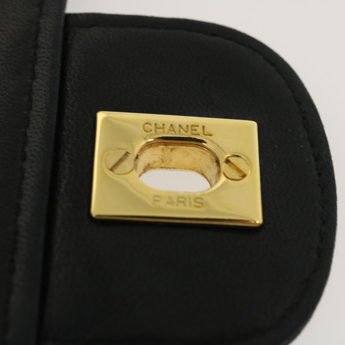 CHANEL Classic Matelasse 25 Chain Flap Shoulder Bag Lamb Skin Black  lt449A
