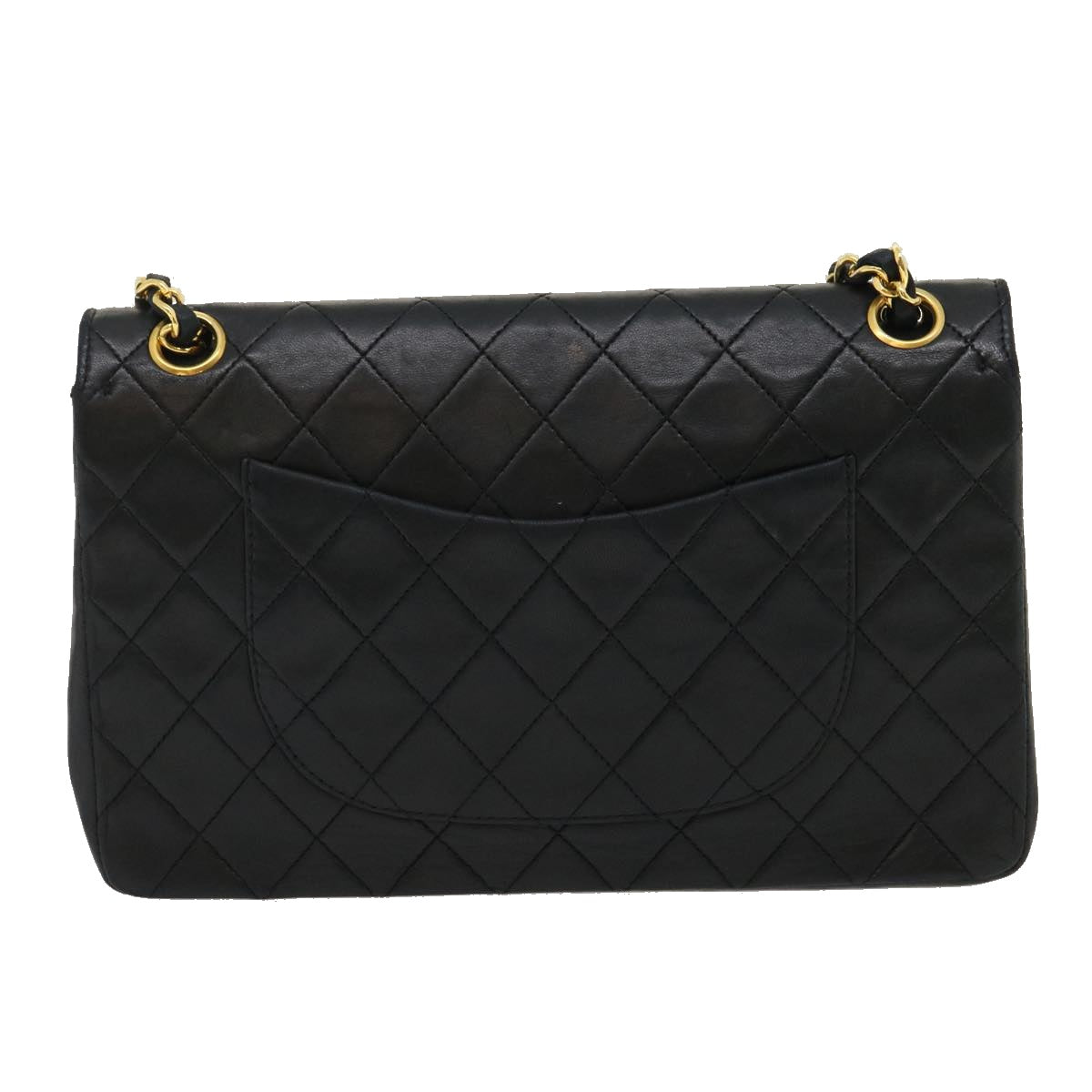 CHANEL Classic Matelasse 25 Chain Flap Shoulder Bag Lamb Skin Black  lt449A