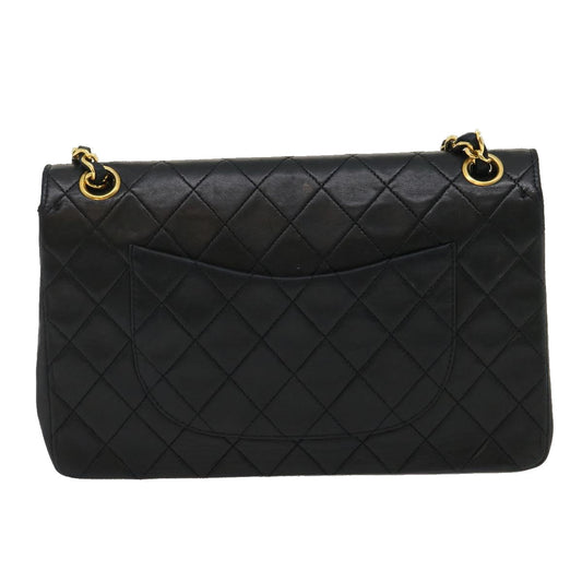 CHANEL Classic Matelasse 25 Chain Flap Shoulder Bag Lamb Skin Black  lt449A