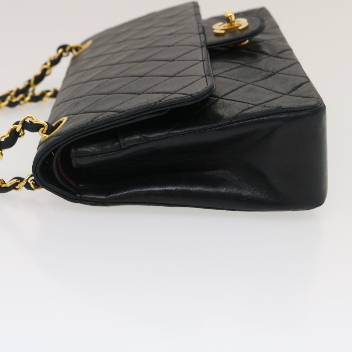 CHANEL Classic Matelasse 25 Chain Flap Shoulder Bag Lamb Skin Black  lt449A