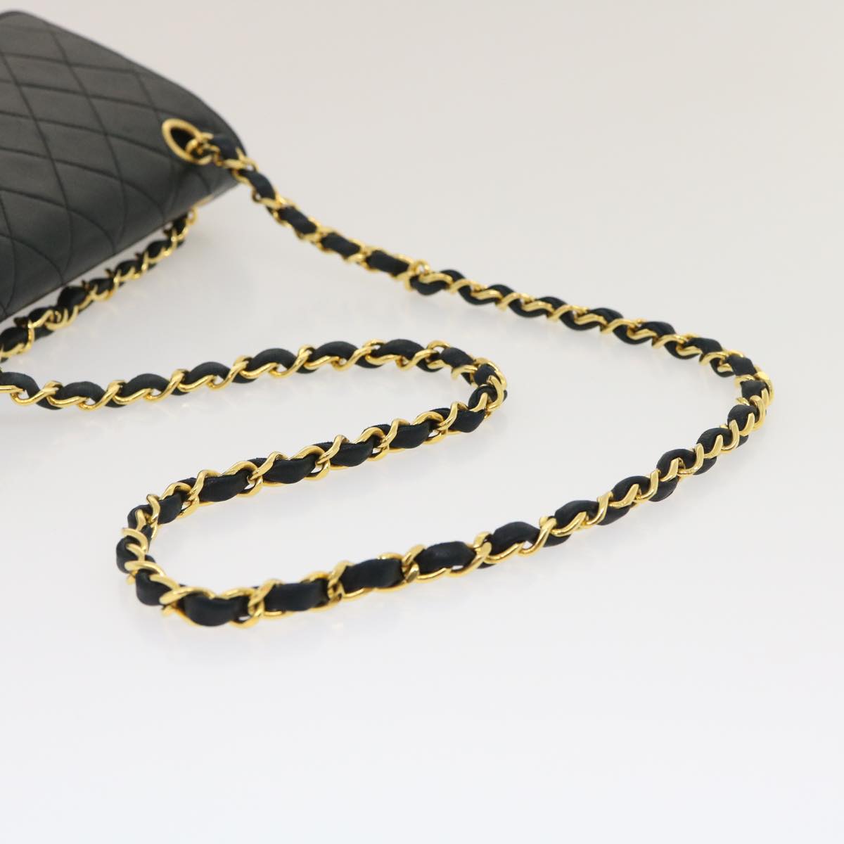 CHANEL Classic Matelasse 25 Chain Flap Shoulder Bag Lamb Skin Black  lt449A