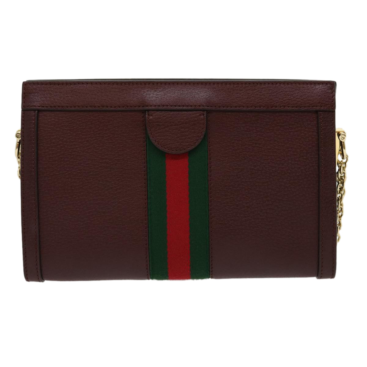 Luxury Gucci Marmont WebSherry Line Shoulder Bag Leather Red 503877493075 Auth lt580