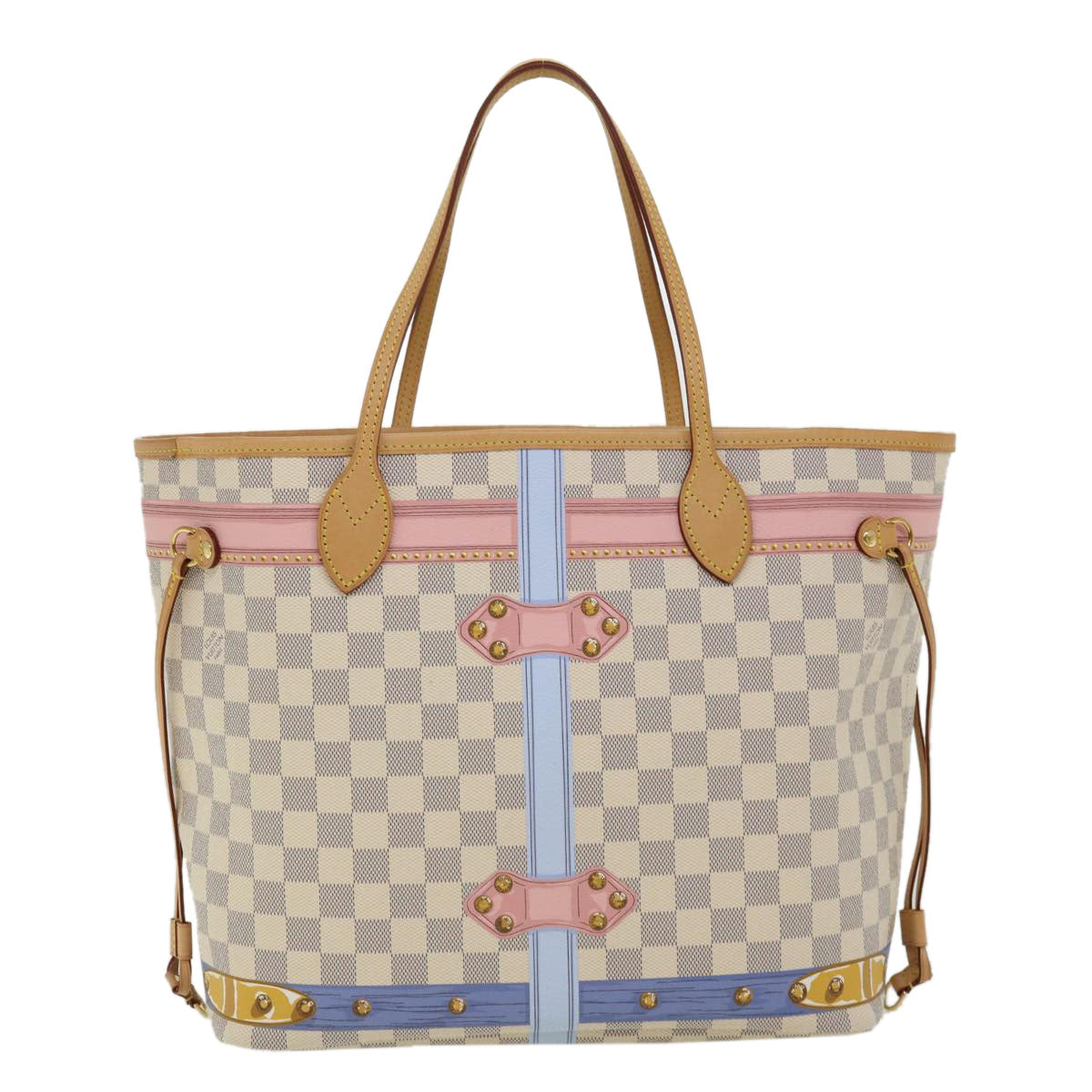 LOUIS VUITTON Damier Azur Summer Trunk Neverfull MM Hand Bag N41065 67494S