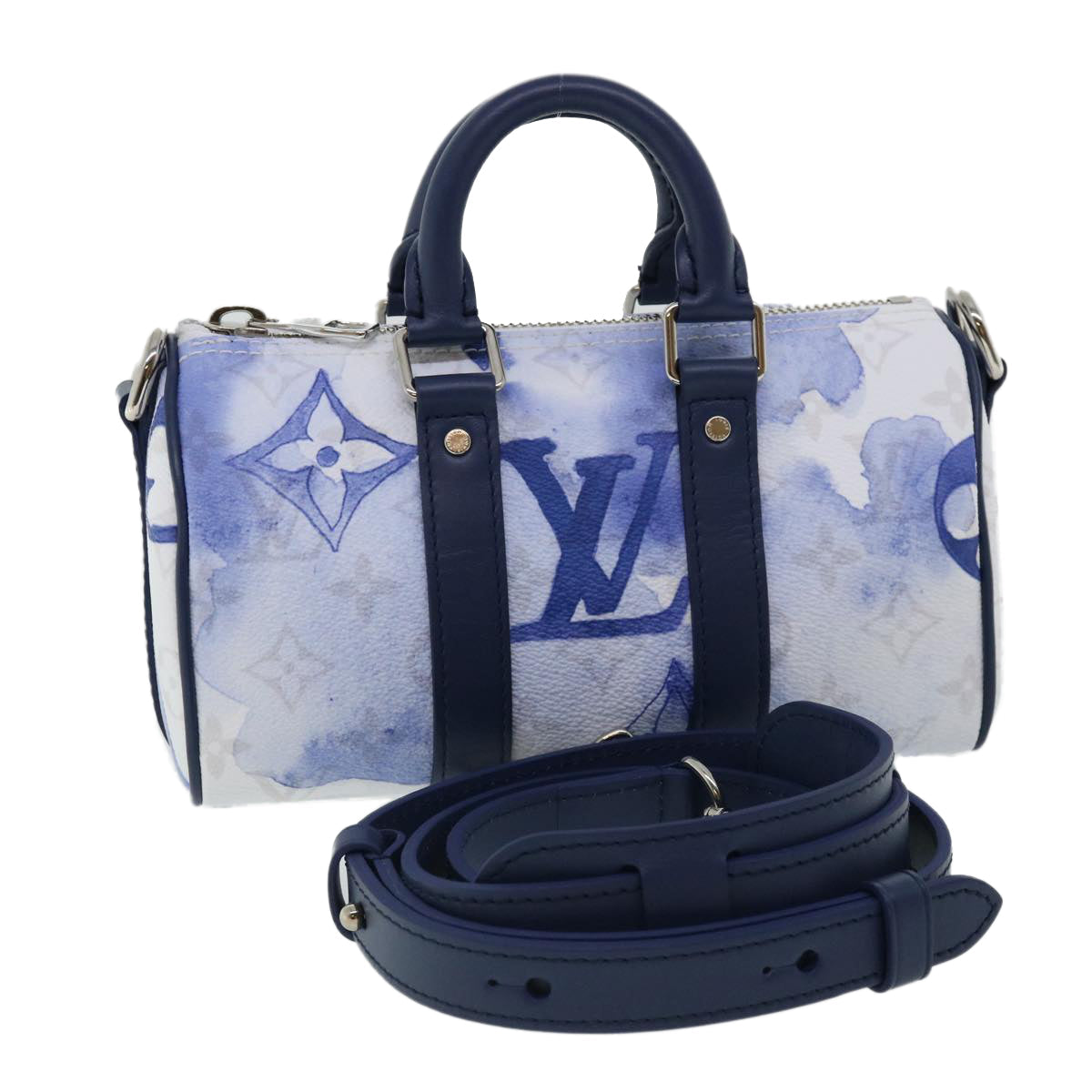 LOUIS VUITTON monogram water KeepallXS Hand Bag 2way Blue M45761 LV 67496S