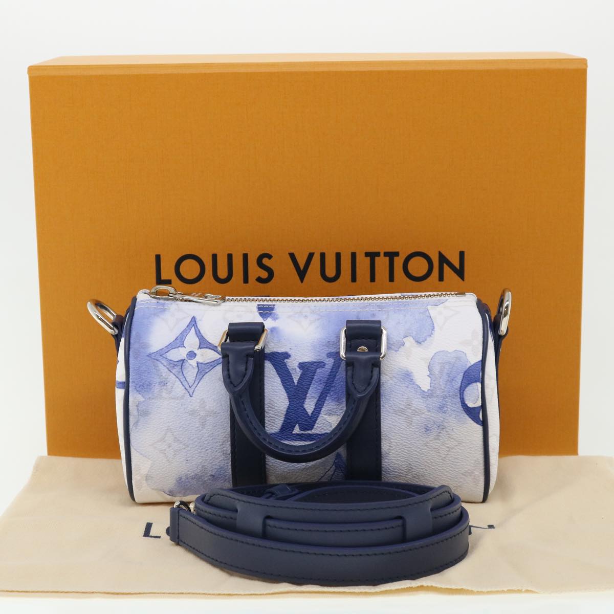 LOUIS VUITTON monogram water KeepallXS Hand Bag 2way Blue M45761 LV 67496S
