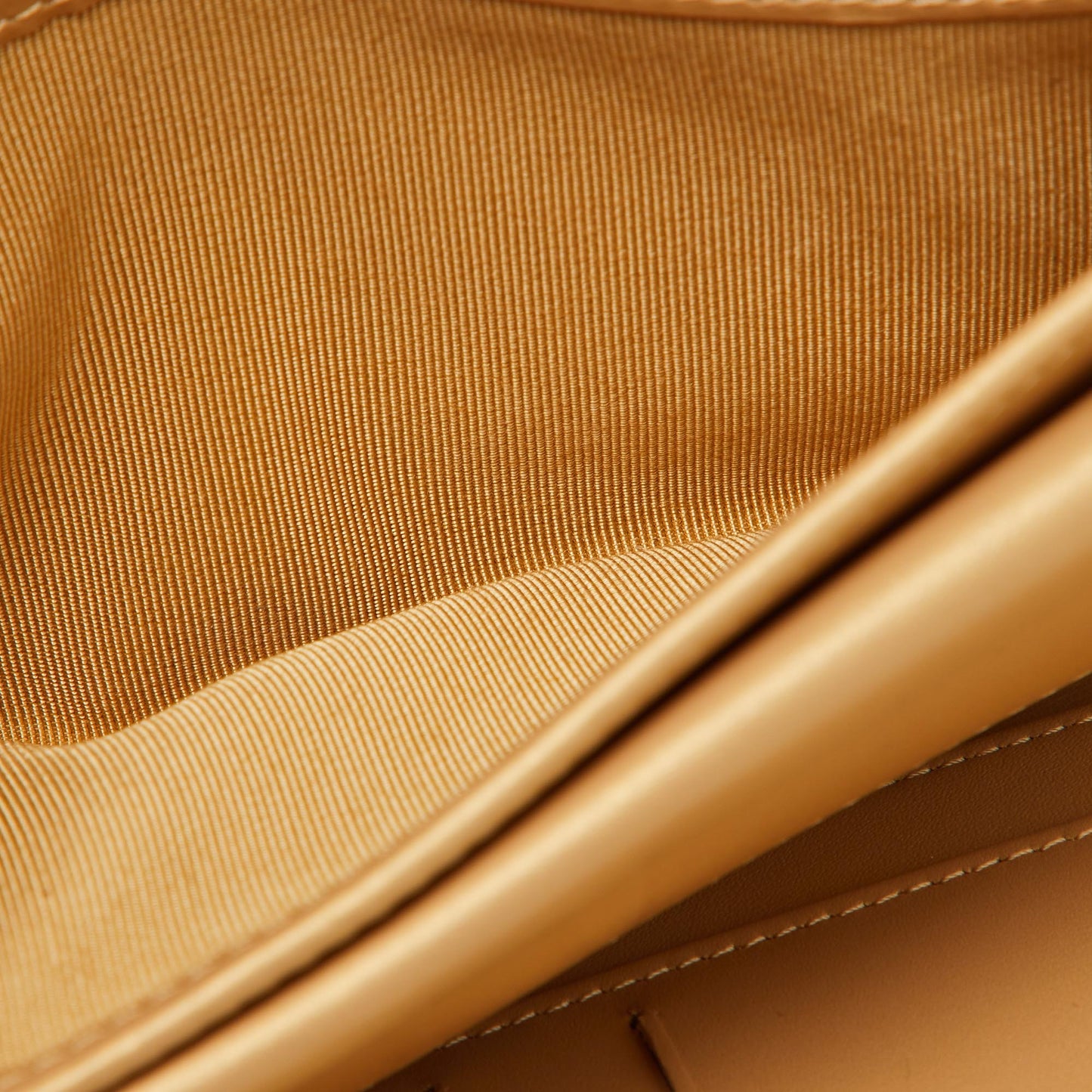 CHANEL Gold Quilted Caviar Leather Trifold Wallet