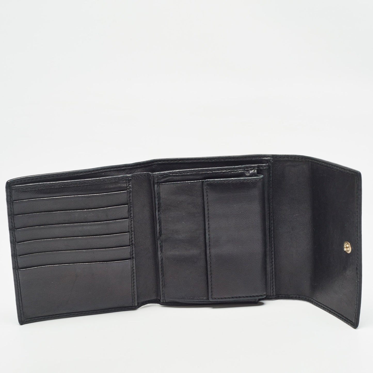 Luxury Gucci Trending 2025 Black Microssima Leather Logo Trifold Wallet